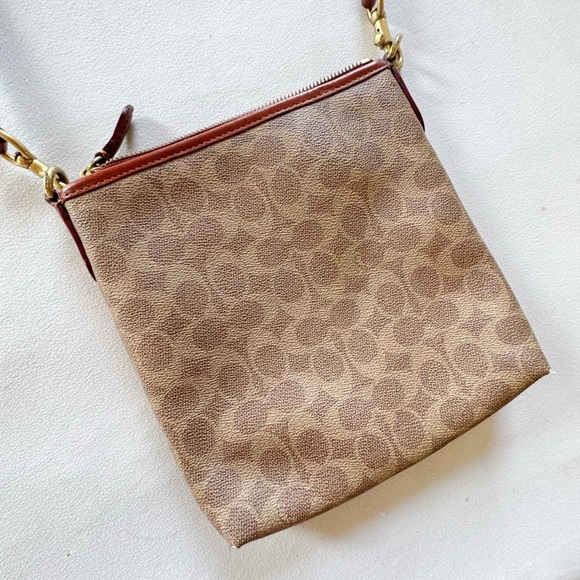 COACH Kitt Messenger Crossbody Bag In Leather CC533 Brass Tan/Rust - Picture 4 of 9